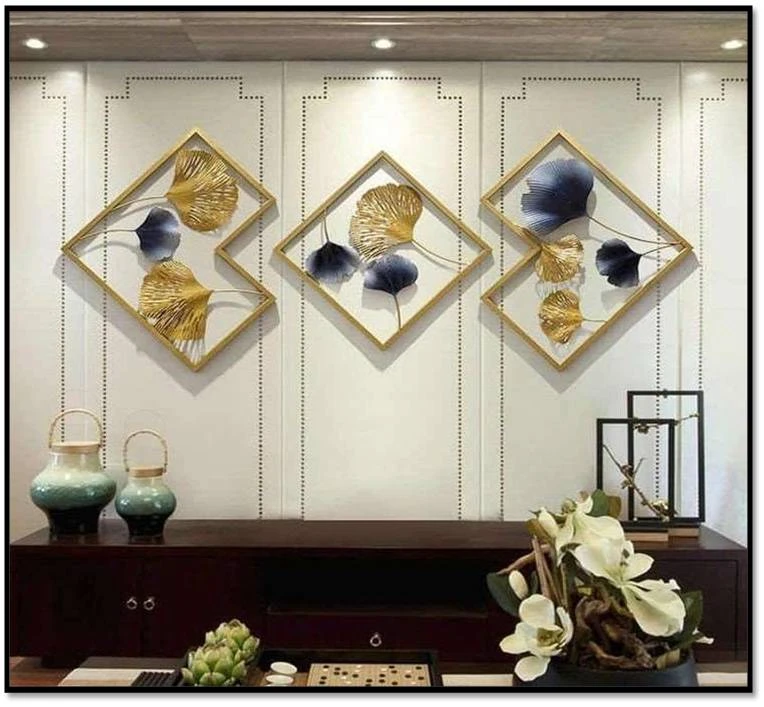 Framed Diamond Ginkgo Leaf Metal Wall