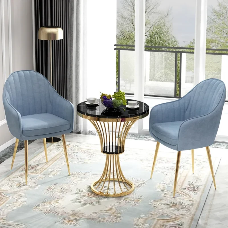 Elegant Gold Metal & Marble Round Side Table – Artistic Designer Accent Table - Image 4