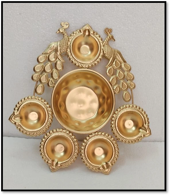 Elegant Decorative Peacock Diya with Flower Bowl – Traditional Decorative Oil Lamp - Image 4