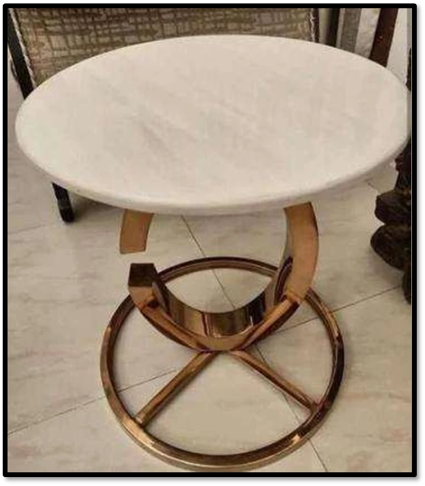 Marble Top & Rose Gold Accent Table