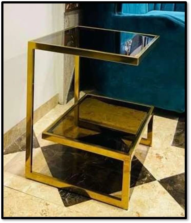 Dual-Tier C-Shaped Accent Table