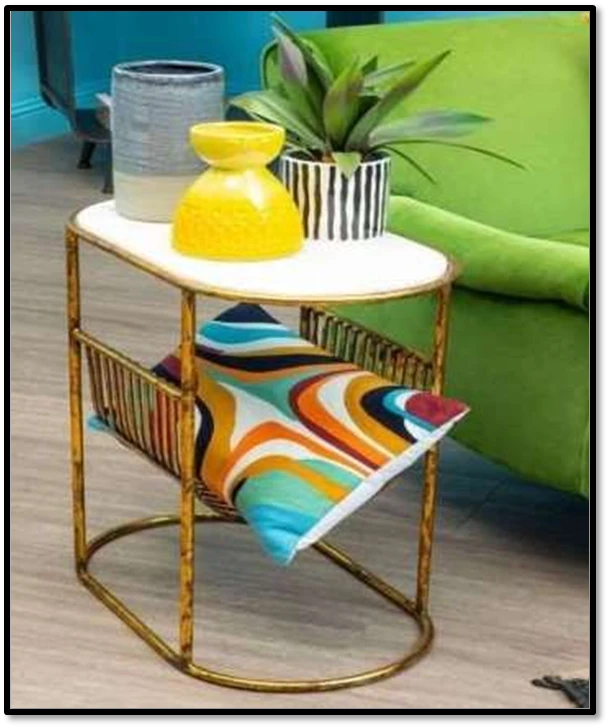 Vintage Gold Magazine Rack Side Table