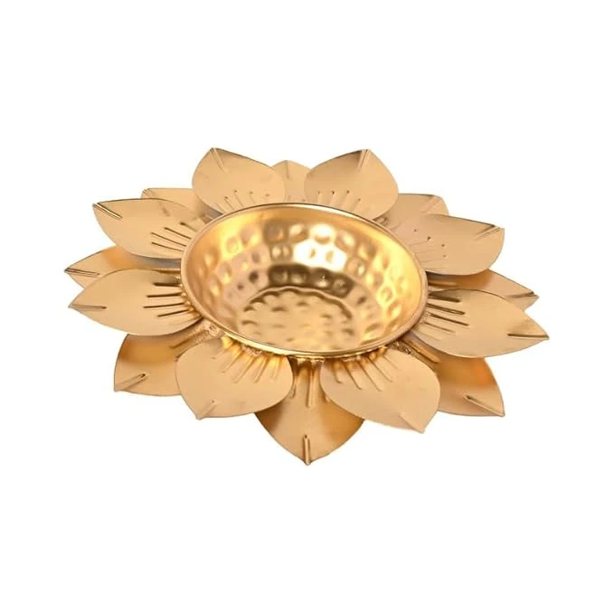 Iron Lotus Leaf Decorative Tealight Holder / Pooja Diya Stand - Image 3