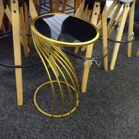 Twist Gold Metal Side Table with Glass Top - Image 2