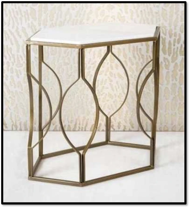 Hexagonal Marble Top Accent Table