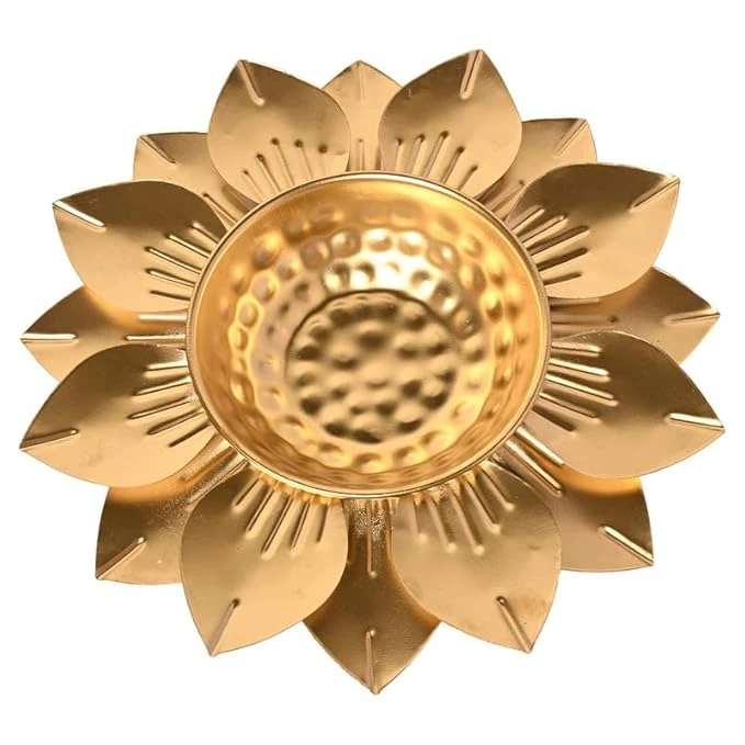 Iron Lotus Leaf Decorative Tealight Holder / Pooja Diya Stand - Image 4