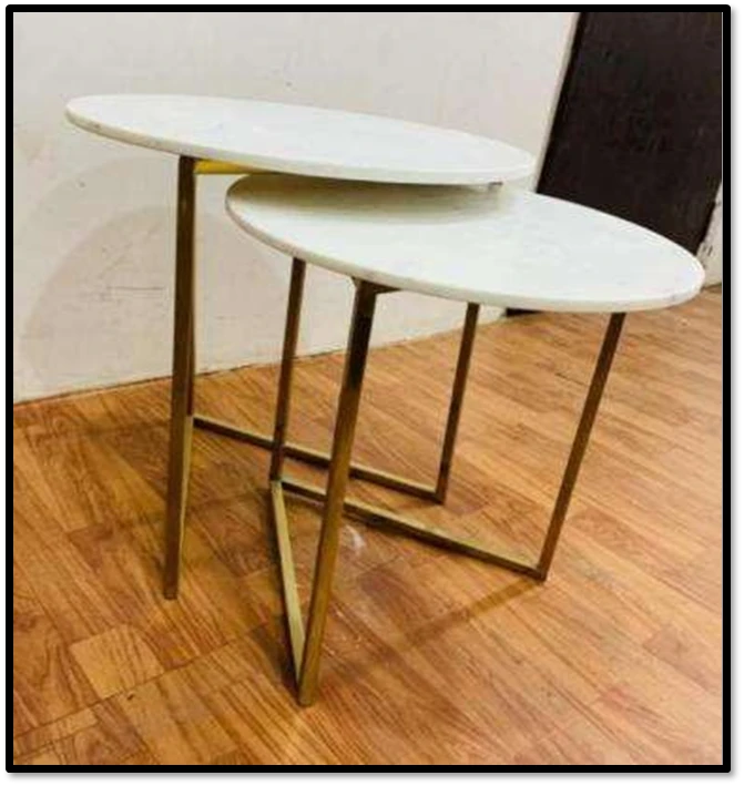 Modern Marble & Gold Nesting Tables (Set of 2)