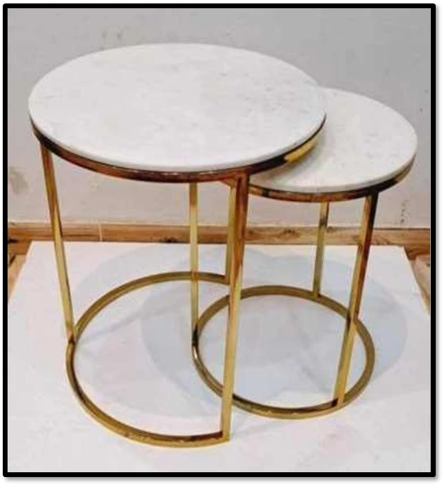 Classic Round Marble & Gold Nesting Tables