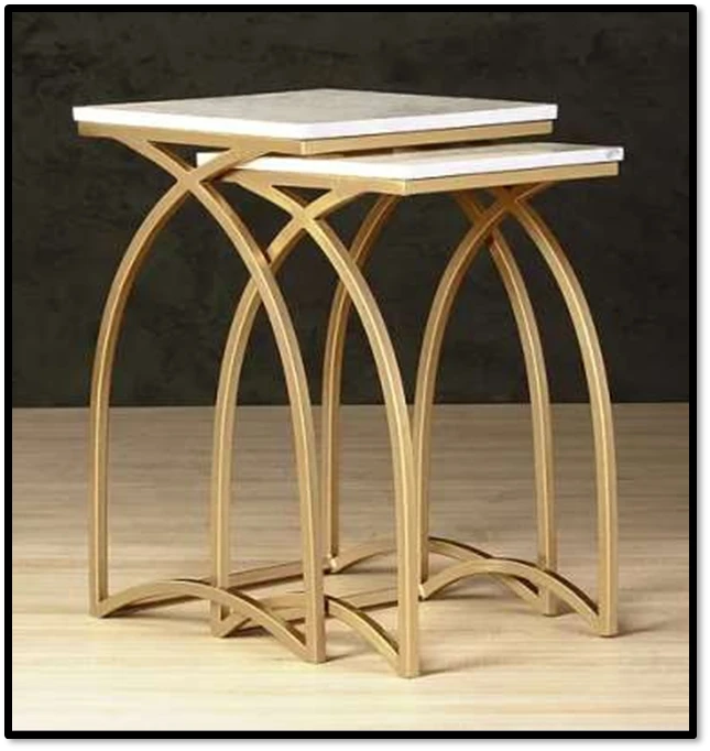Architectural Arch Gold & Marble Nesting Tables (Set of 2)
