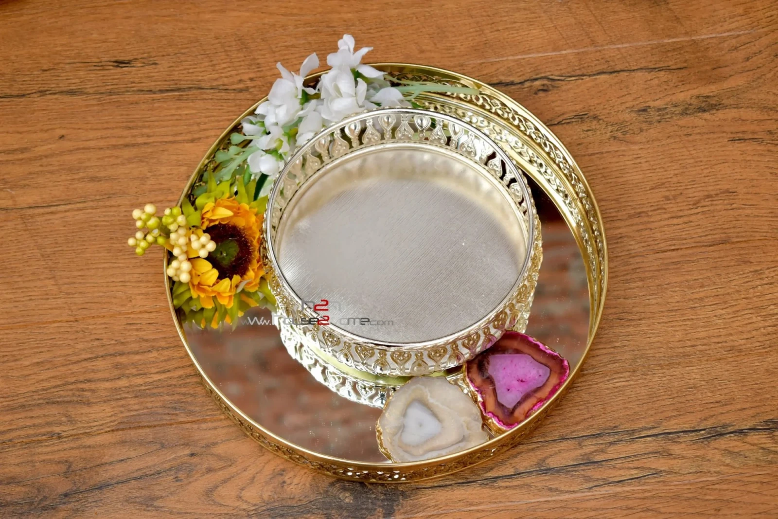 Decorative Golden Iron Bowl – Handcrafted Ornamental Serving & Display Tray - Image 6