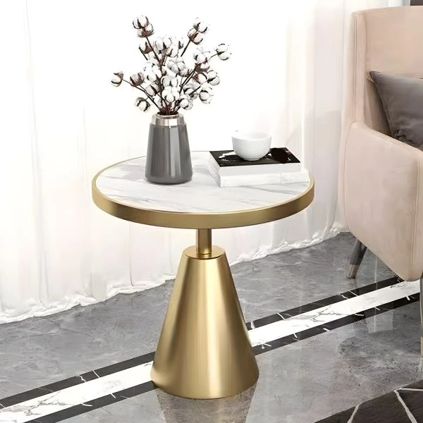 Aurelia Gold Metal Side Table with Marble Top - Image 9