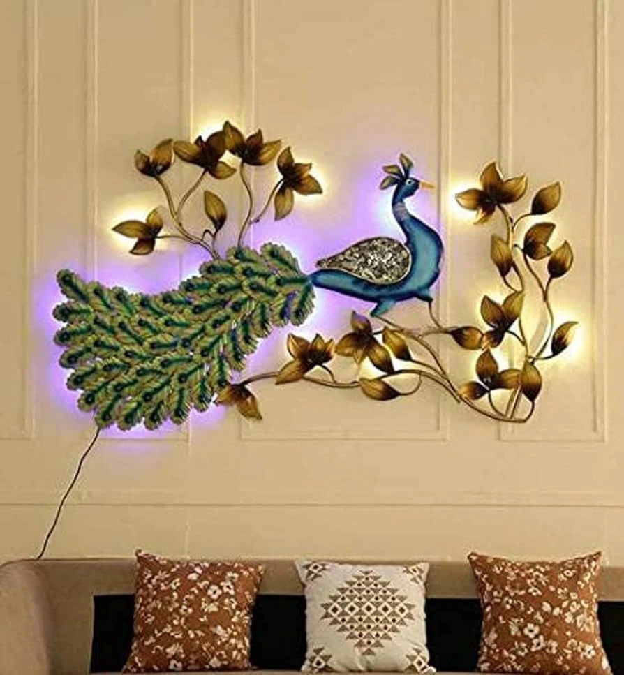 Elegant Iron Peacock & Floral Wall Art – Handcrafted Metal Wall Decor