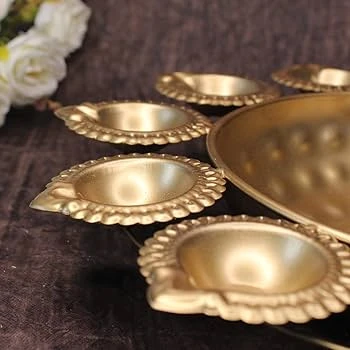 Elegant 7 Diya Decorative Pooja Thali Set - Image 4