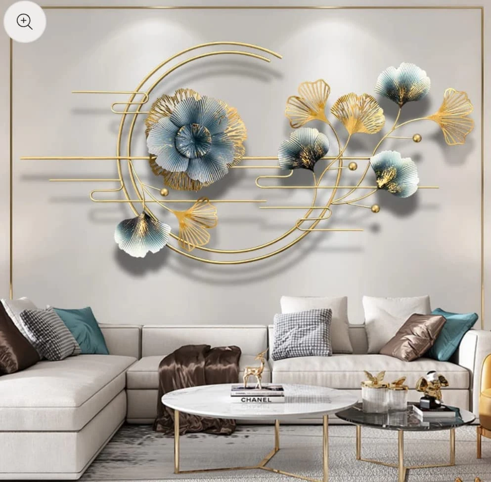 Luxury 3D Iron Floral Wall Art | Modern Iron Flower & Ginkgo Leaf Decor - Image 2