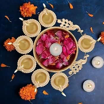 Golden Peacock Decorative Urli with Tealight Holders