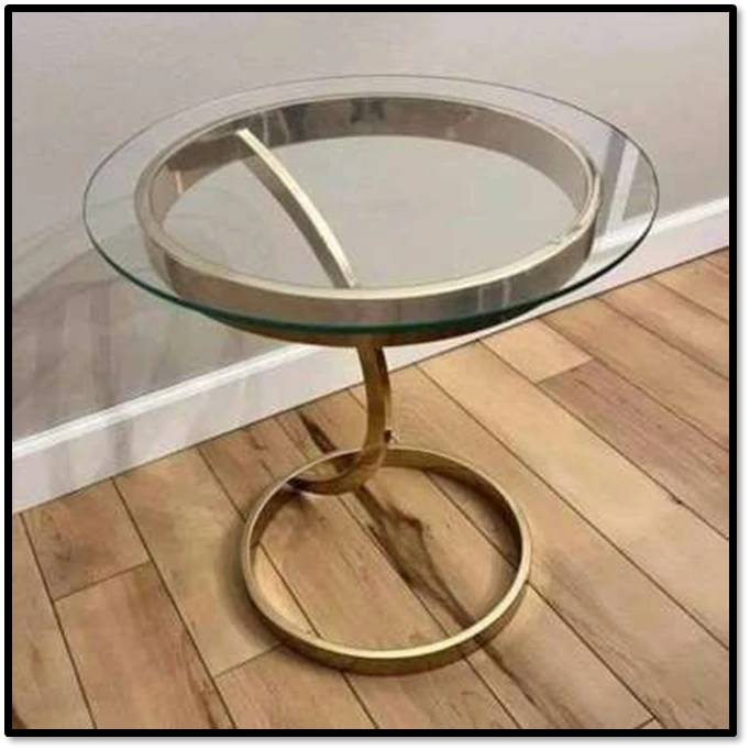 Stylish Gold Metal & Glass Round Side Table – Modern Minimalist Accent Table