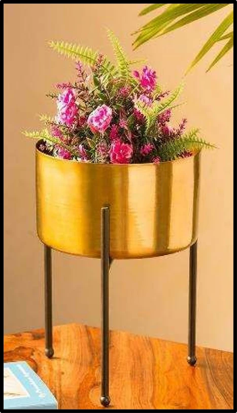 Exclusive lane Iron Gloss Table Planter Pot with Tri-Stand in Iron
