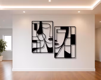 Modern Abstract Face Iron Wall Art – Set of 2 - Image 4