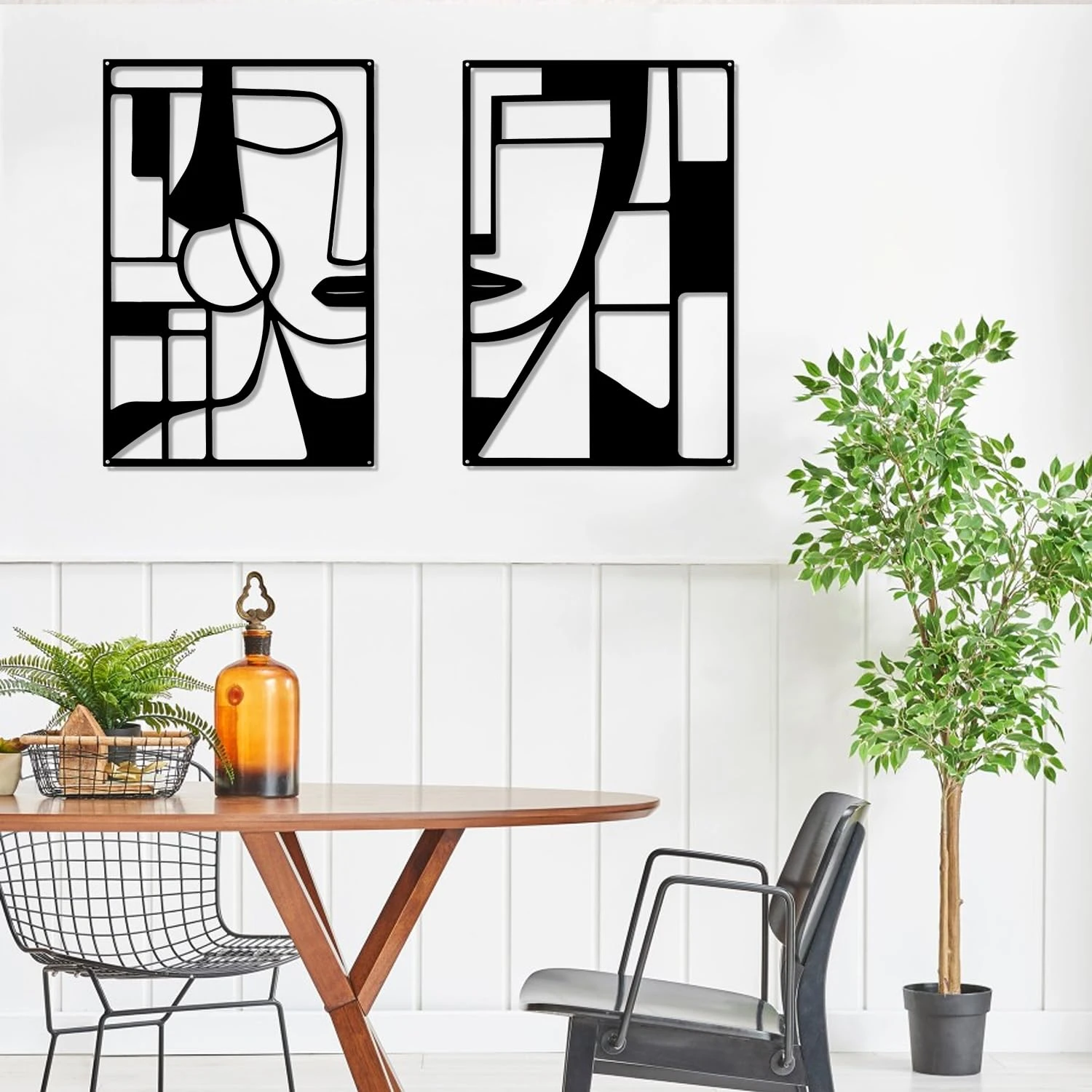 Modern Abstract Face Iron Wall Art – Set of 2 - Image 3