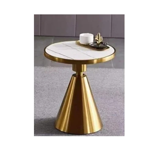 Aurelia Gold Metal Side Table with Marble Top - Image 6