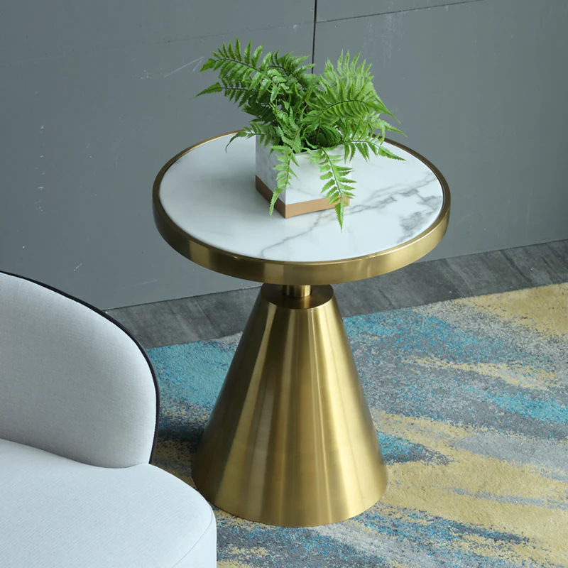 Aurelia Gold Metal Side Table with Marble Top - Image 5