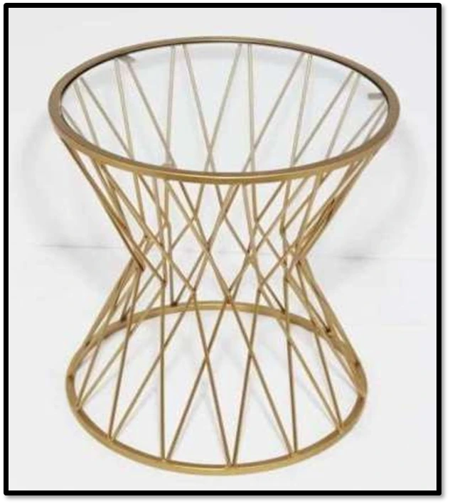 Modern Gold Wire Frame Side Table with Glass Top