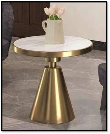 Aurelia Gold Metal Side Table with Marble Top