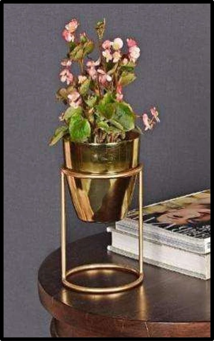 Modern Gold Iron Planter with Stand