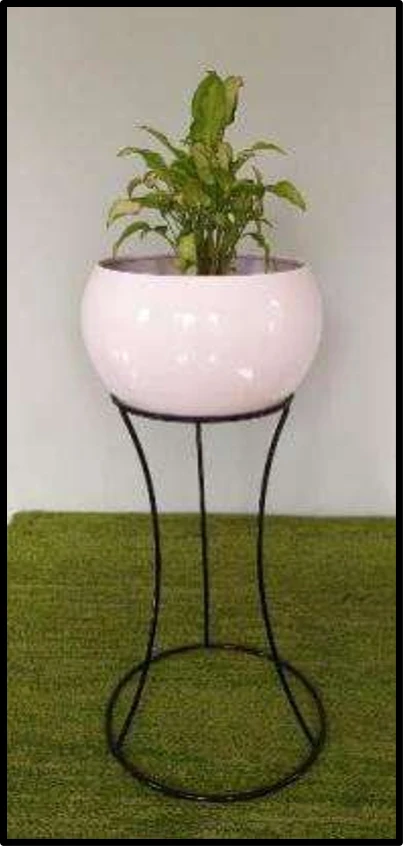 Elegant Ceramic Planter with Iron Stand
