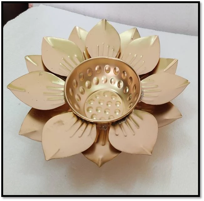 Iron Lotus Leaf Decorative Tealight Holder / Pooja Diya Stand
