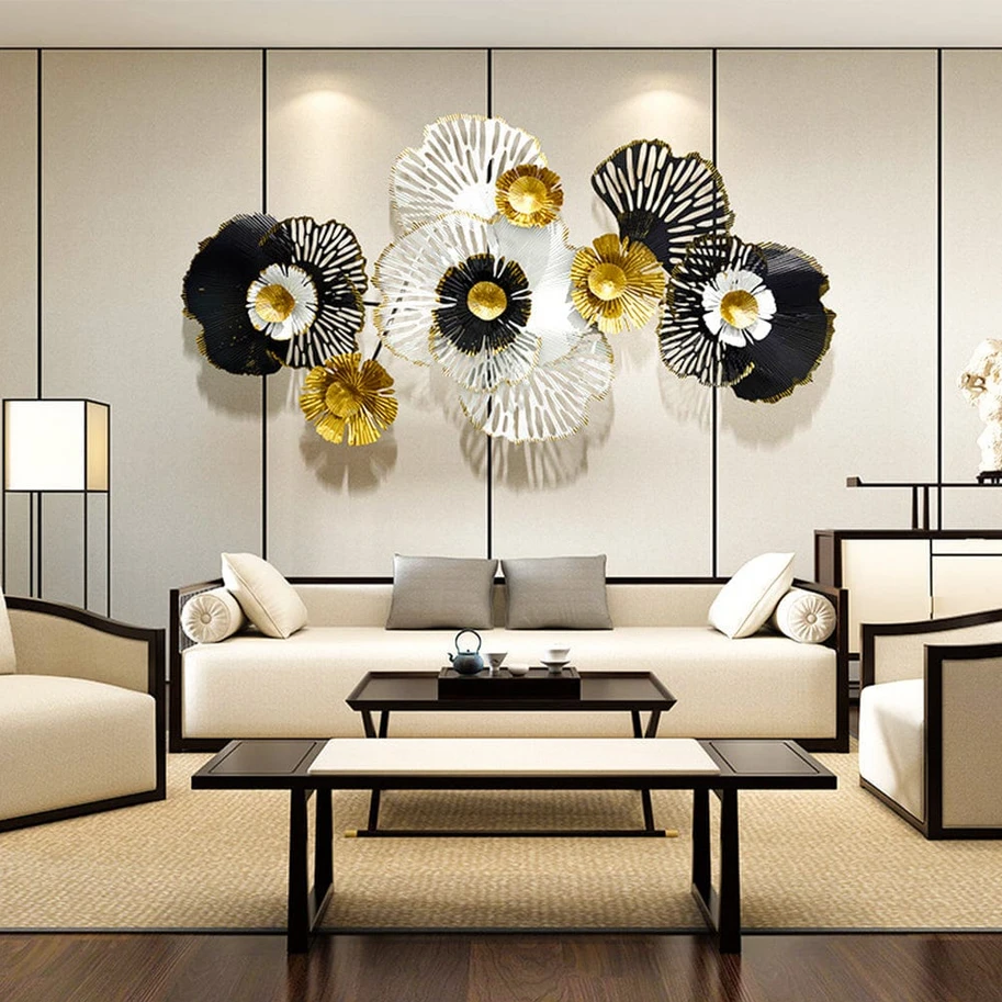 Luxe 3D Metallic Flower Wall Art - Modern Decorative Metal Wall Sculpture - Metal wall art