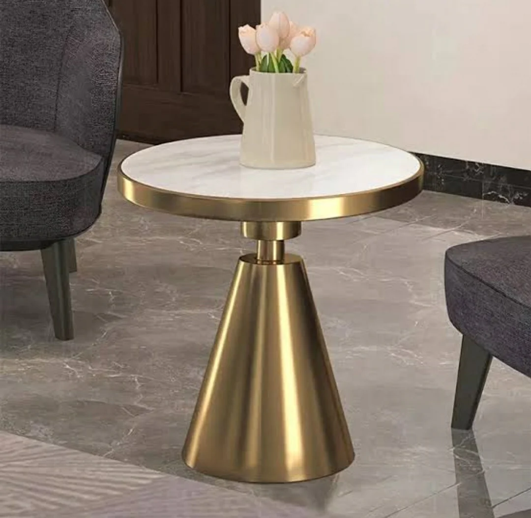 Aurelia Gold Metal Side Table with Marble Top - Image 3