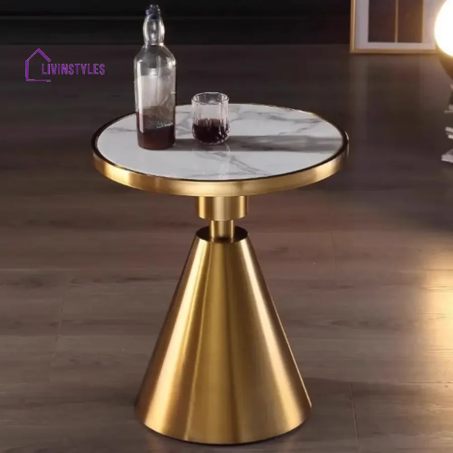Aurelia Gold Metal Side Table with Marble Top - Image 4