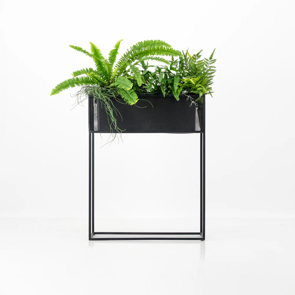Modern Black Iron Planter Stand Set – Textured Mesh Design (3 Sizes) - Image 5