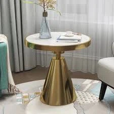 Aurelia Gold Metal Side Table with Marble Top - Image 2
