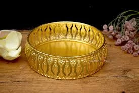 Decorative Golden Iron Bowl – Handcrafted Ornamental Serving & Display Tray - Image 3