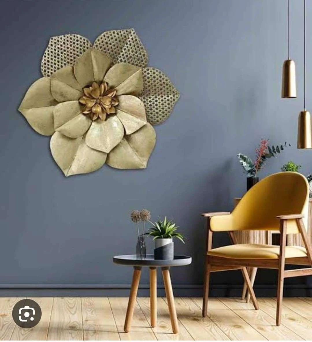 Elegant Golden Iron Floral Wall Art – Large 3D Metal Flower Décor
