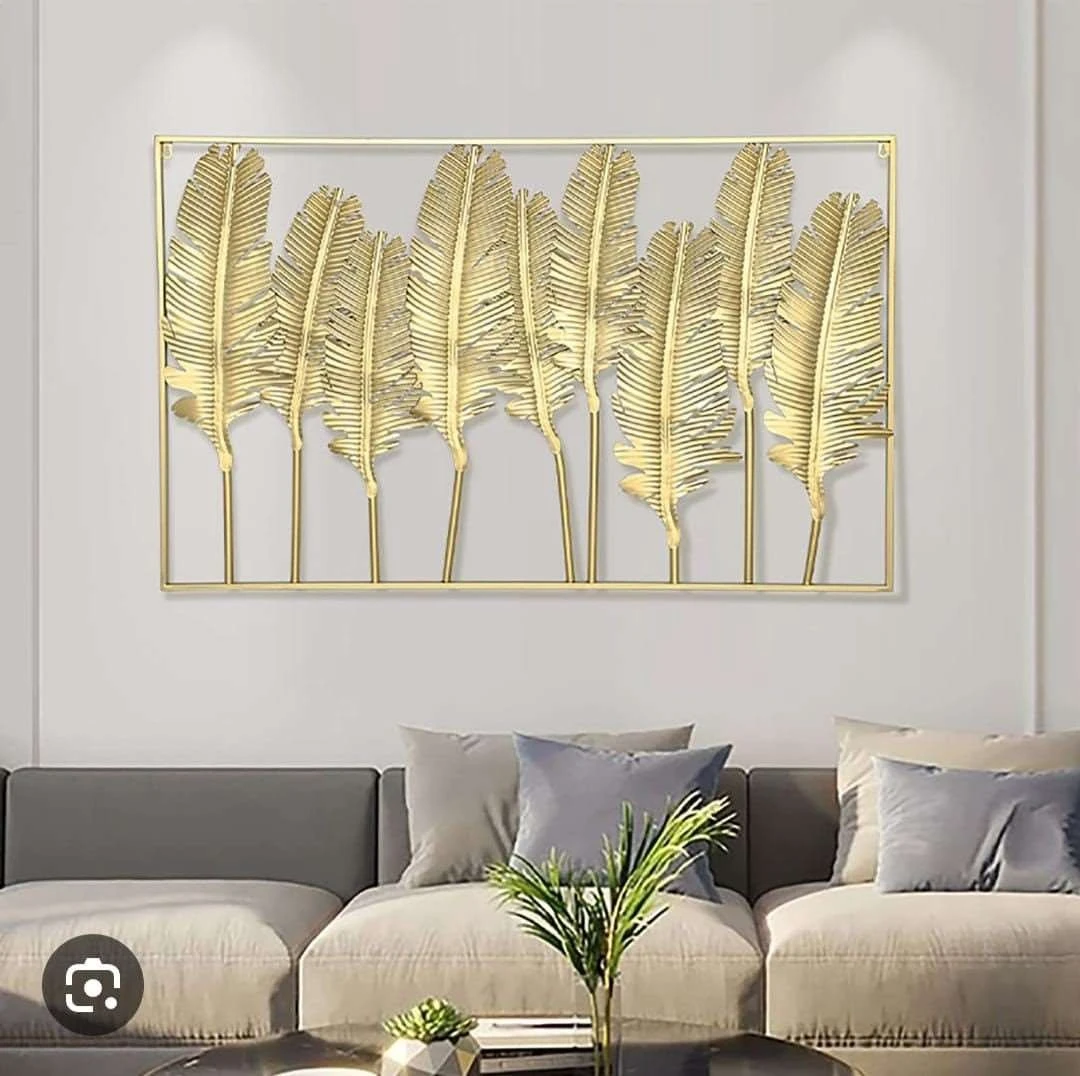 Modern Wall Décor Luxury Gold Iron Leaf Wall Art – Modern 3D Decorative Hanging Panel