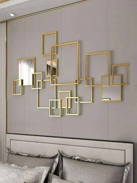 Modern Geometric Gold Iron Wall Art Panel