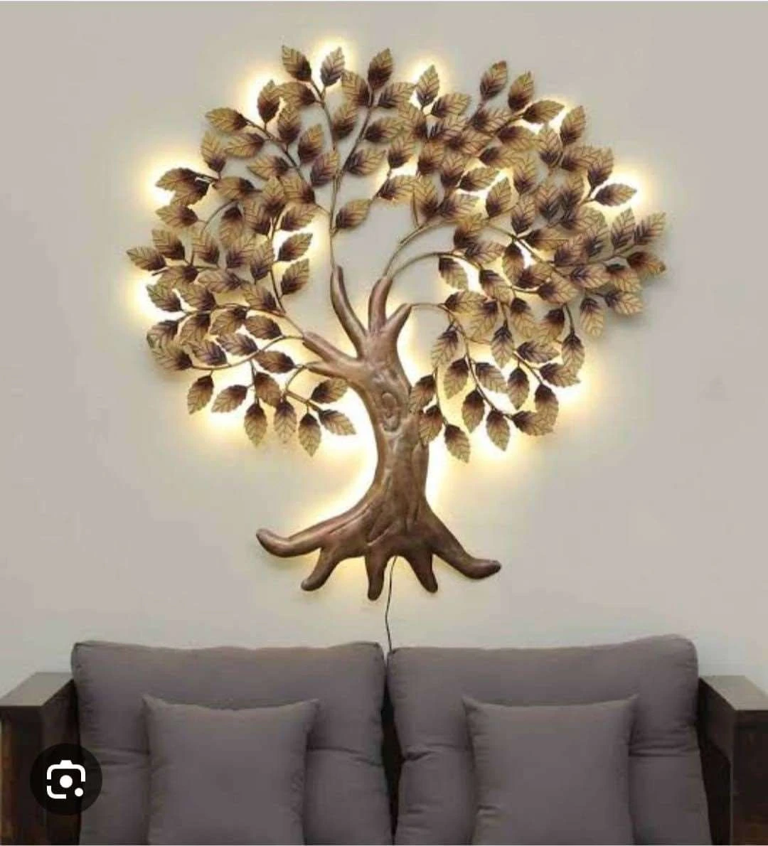 Antique Design Iron Tree Wall Art With LED Back Light: