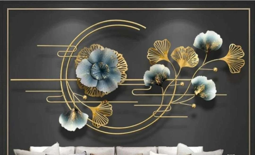 Luxury 3D Iron Floral Wall Art | Modern Iron Flower & Ginkgo Leaf Decor